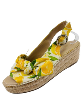 Franco Sarto lemon Pirouette espadrilles Size 8 platform wedge slingback Summer